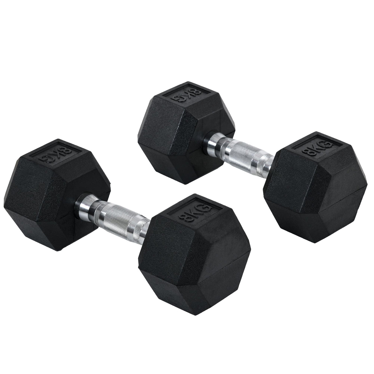 Set di Manubri Palestra, 2x8 kg, con Impugnatura Antiscivolo, Allenamento Forza Fitness Casa, Nero