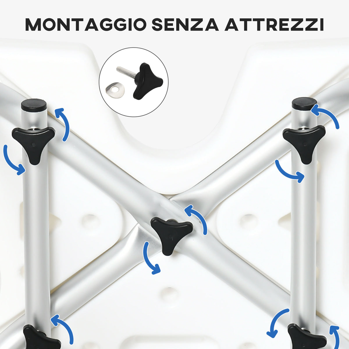 Sedia per doccia per Anziani, Disabili e Donne Incinte Imbottita con forma a U, 54x52x70-82cm, Bianco