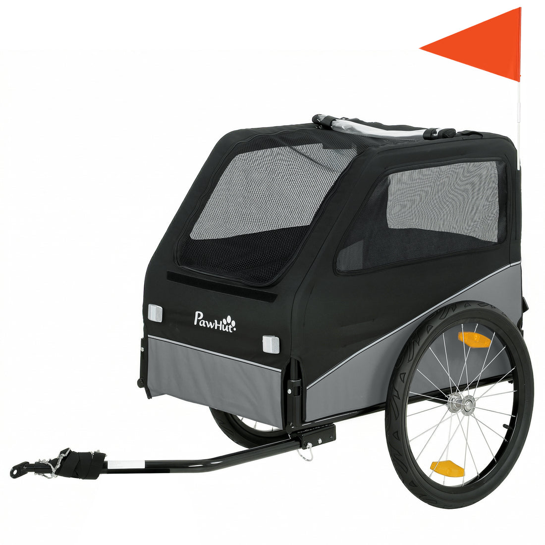 Rimorchio Bici per Cani Taglia Media Pieghevole in Metallo e 600D Oxford Copertura Sfoderabile, Grigio