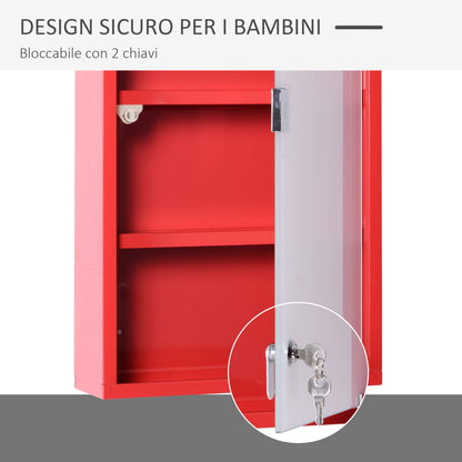 Cassetta Porta Medicine Armadietto Medicinali 4 Livelli Porta in Vetro 603012cm Rosso