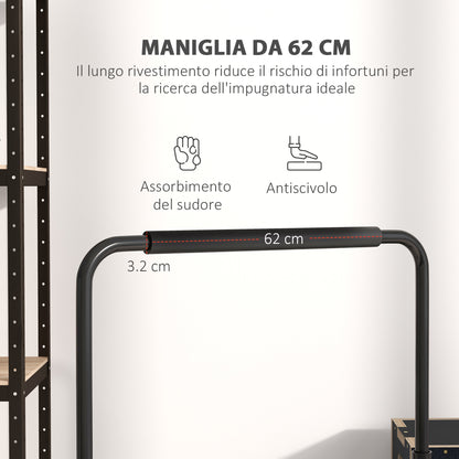 Set 2 Barre per Dip Regolabile su 4 Altezze con Maniglie Antiscivolo in Acciaio, 70x50x80-105 cm, Nero