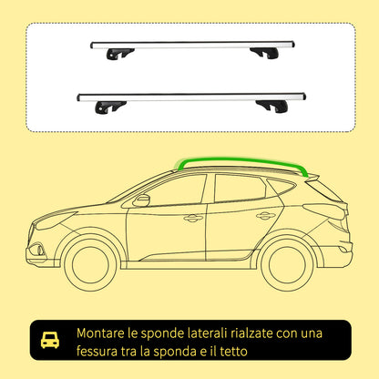 Barre Portatutto per Auto da 75 kg con Blocco e Chiavi di Sicurezza, in Alluminio e ABS, 135.3x5.7x7 cm, Argento