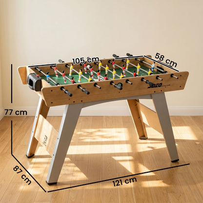 Calcio Balilla, Tavolo 121 Cm, 22 Giocatori, Segnapunti Manuali, Legno Naturale