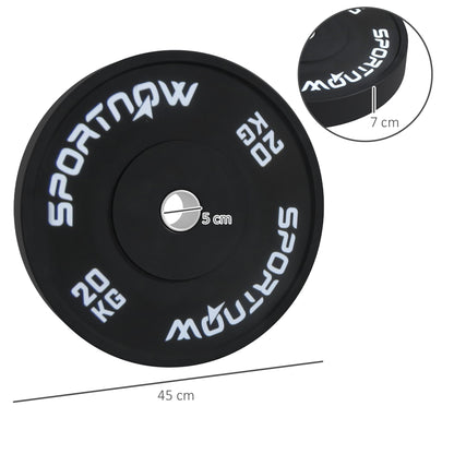 Set di 2 Dischi Palestra da 20kg per Bilanciere e Manubri con Attacco 5cm, Nero