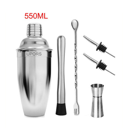 Shaker à cocktail en acier inoxydable avec support en bois pour fêtes à domicile et bars