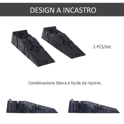 Set 2 Rampe per Auto in Plastica con Carico Massimo 5 Tonnellate, 91x30x21 cm, Nero