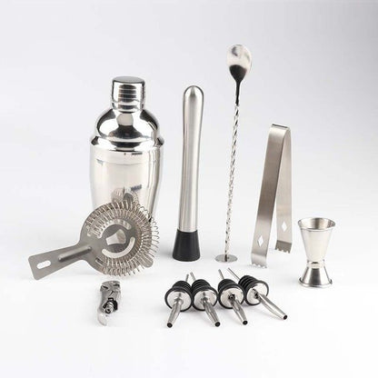 Shaker à cocktail en acier inoxydable avec support en bois pour fêtes à domicile et bars