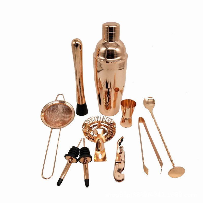 Shaker à cocktail en acier inoxydable avec support en bois pour fêtes à domicile et bars