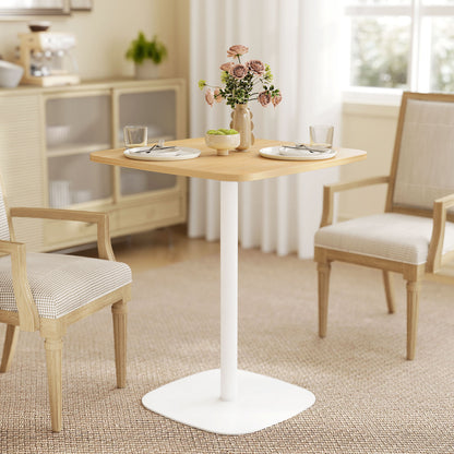 Tavolo da Pranzo Piccolo Quadrato 60 cm, Tavolo Cucina con Piano Effetto Legno, Base in Acciaio e Piedini Antiscivolo, Legno Naturale
