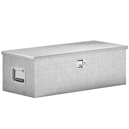Cassetta degli Attrezzi da 43L in Alluminio con Serratura, 2 Chiavi e Maniglia Laterale, 76.2x33x24.4 cm, Argento