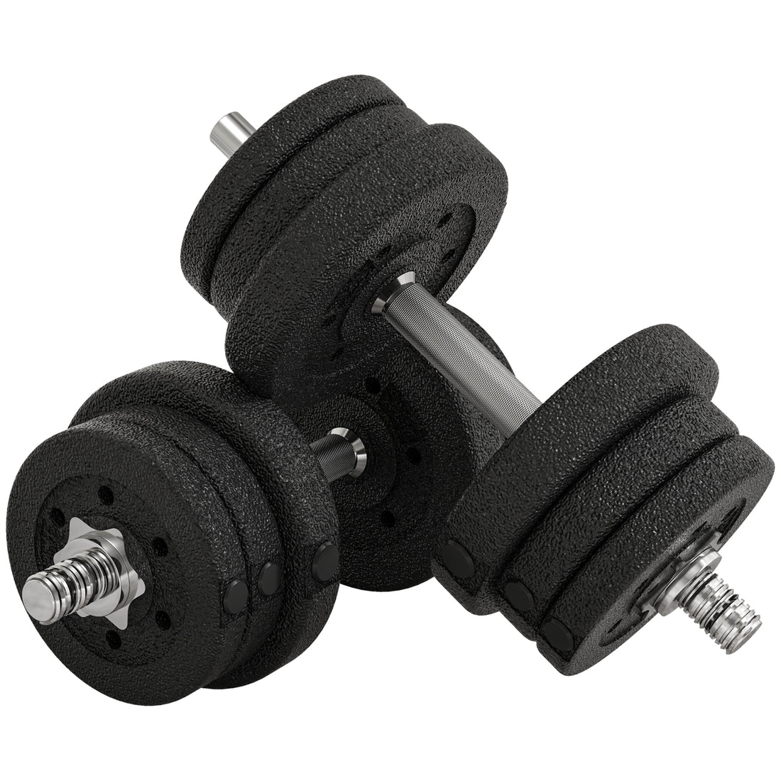 Set Manubri Palestra da 25 kg Totali con 12 Dischi Pesi e 2 Barre da 2 kg, Nero