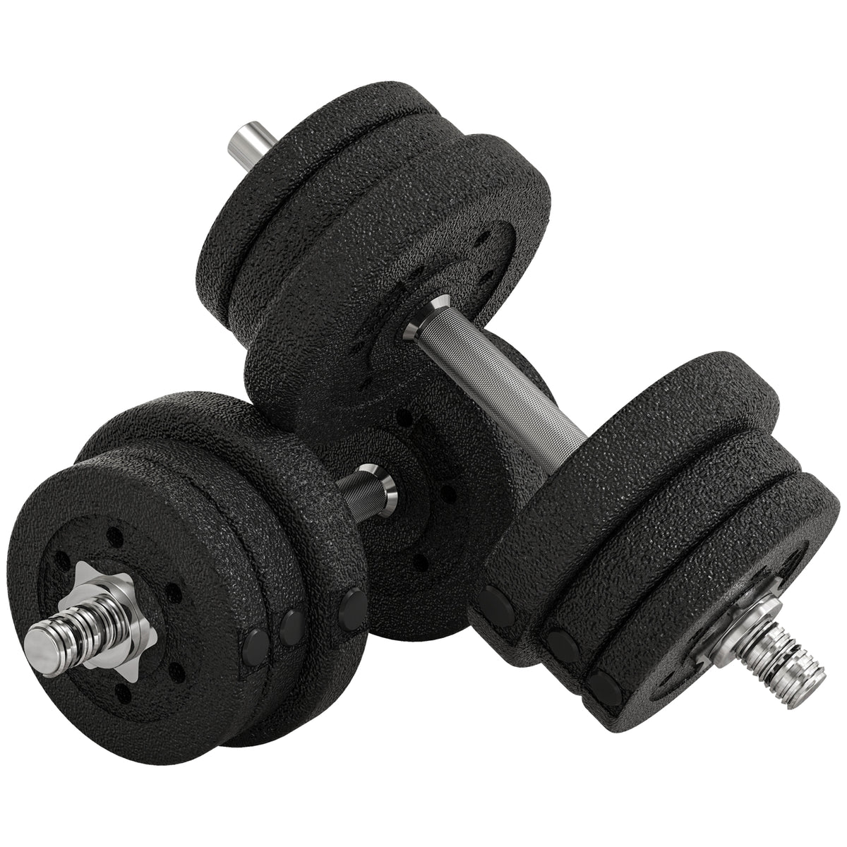Set Manubri Palestra da 25 kg Totali con 12 Dischi Pesi e 2 Barre da 2 kg, Nero