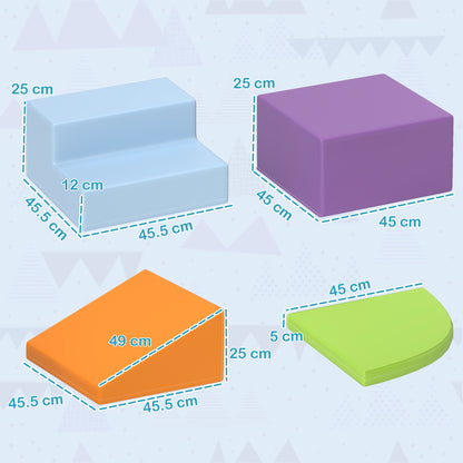 Set di 4 Costruzioni Morbide per Bambini 1-3 Anni in Schiuma e Pelle PU, Giocattoli per Arrampicata, Multicolore