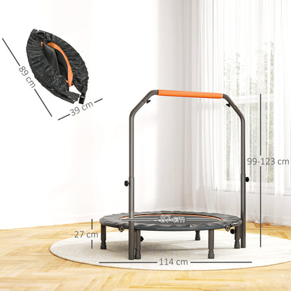 Mini Trampolino Fitness 114 cm Pieghevole con Manubrio Regolabile in Altezza, Arancione e Nero