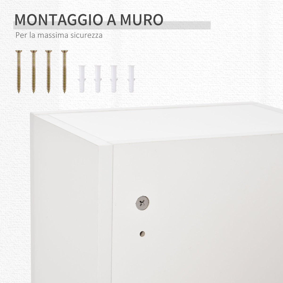 Armadietto Medicinali a Muro con Serratura, 5 Ripiani e Mensole Regolabili, in Legno e Vetro, Bianco, 30x20x70cm
