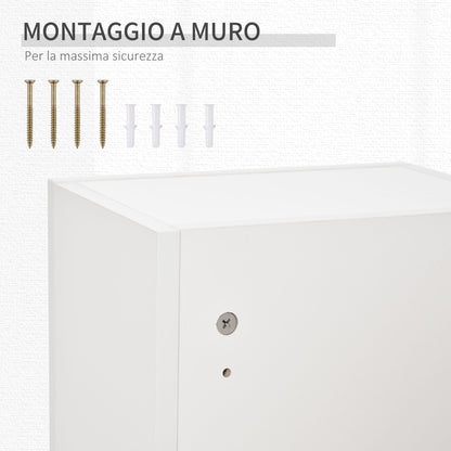 Armadietto Medicinali a Muro con Serratura, 5 Ripiani e Mensole Regolabili, in Legno e Vetro, Bianco, 30x20x70cm