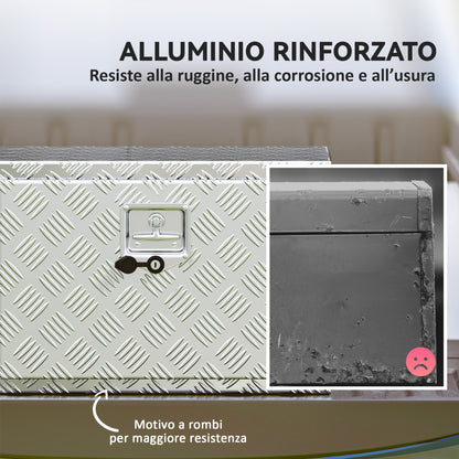 Cassetta degli Attrezzi da 76L in Alluminio con Serratura, 2 Chiavi e Maniglia Laterale, 60.9x35.5x40.6 cm, Argento