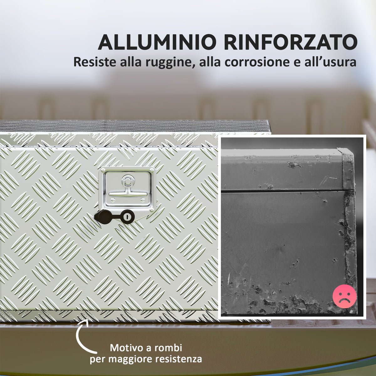 Cassetta degli Attrezzi da 76L in Alluminio con Serratura, 2 Chiavi e Maniglia Laterale, 60.9x35.5x40.6 cm, Argento