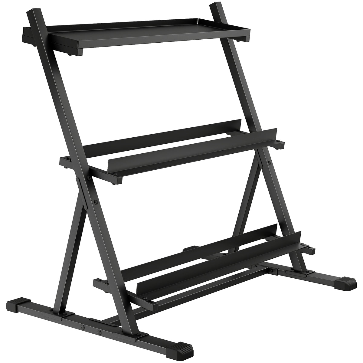 Porta Pesi a 3 Livelli in Acciaio, Capacità 200 Kg, 88x66x88 cm, Nero