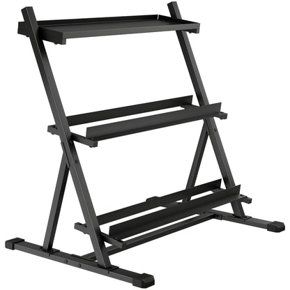 Porta Pesi a 3 Livelli in Acciaio, Capacità 200 Kg, 88x66x88 cm, Nero
