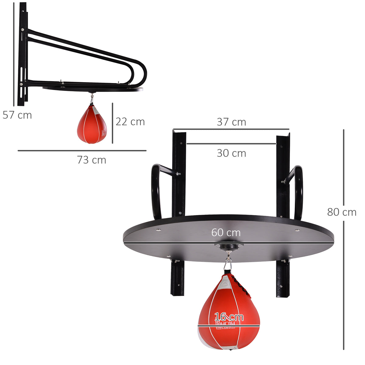 Set Boxe Pera Veloce con Piattaforma Installazione a Muro, Pompetta, Accessori Inclusi, 60 x 73 x 80 cm