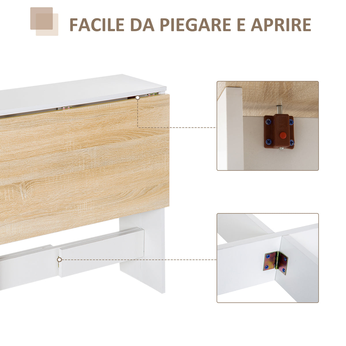 Tavolo da Pranzo Allungabile, Tavolo Pieghevole in Legno 1037673.5cm Rovere Bianco