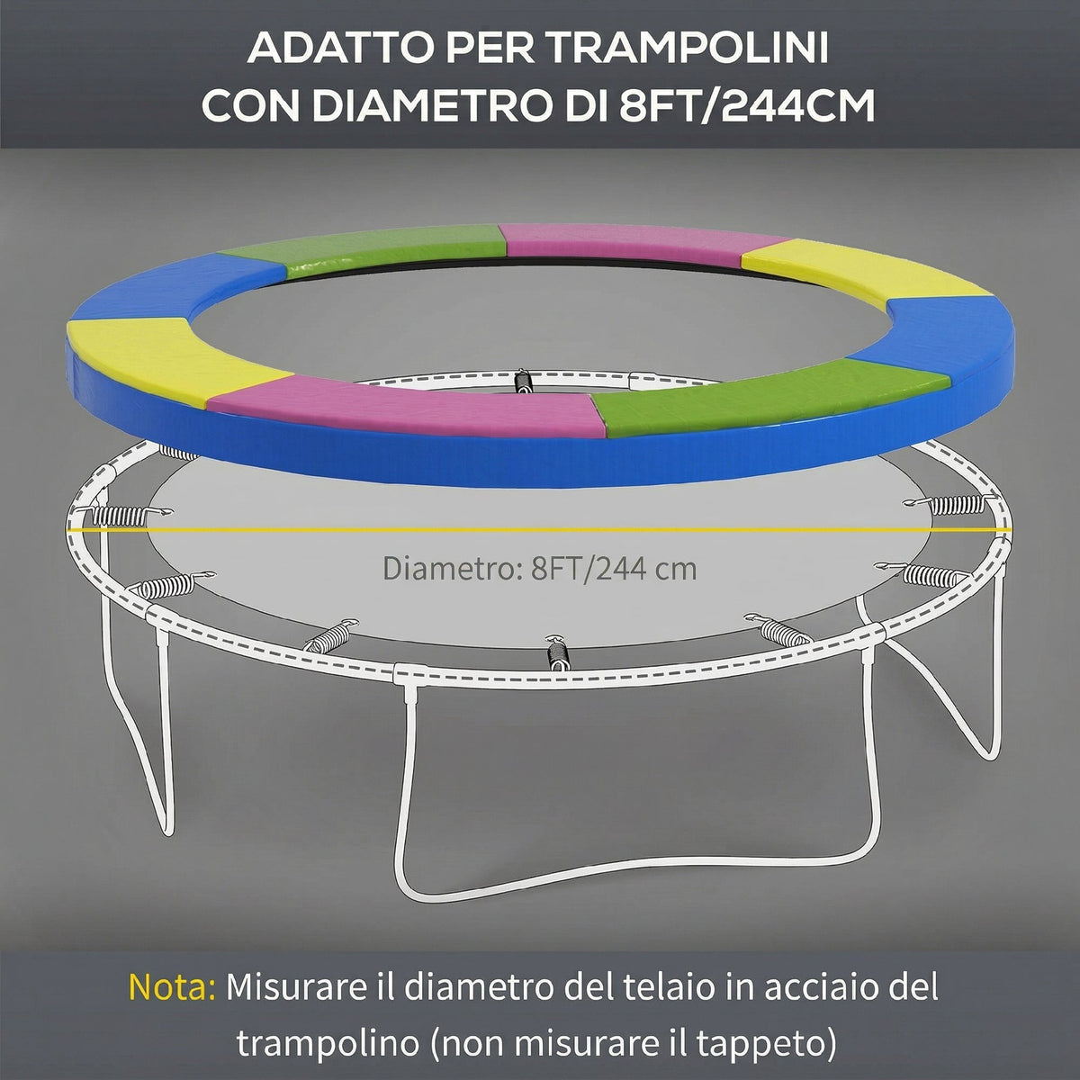 Copertura Tappeto Elastico 244x30 cm Pieghevole e Portatile, in Plastica, PE e Schiuma, Multicolore