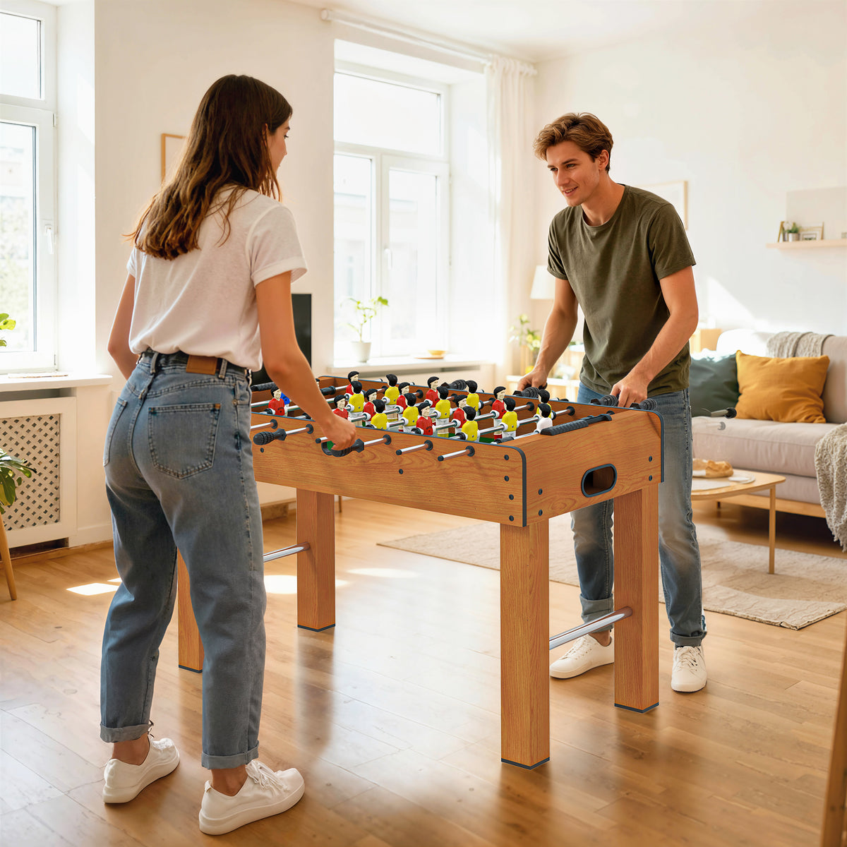 Calcio Balilla Professionale per Adulti con 2 Palline, Segnapunti e 22 Giocatori, 122x61x80.7 cm
