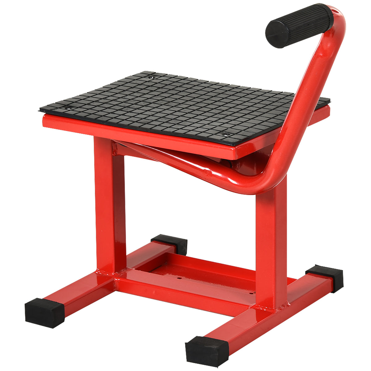 Cavalletto Alzamoto in Acciaio max 150kg con Superficie in Gomma e Manovella, 48x34x43 cm, Rosso
