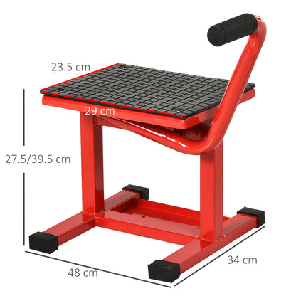 Cavalletto Alzamoto in Acciaio max 150kg con Superficie in Gomma e Manovella, 48x34x43 cm, Rosso