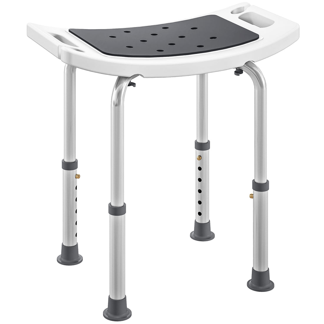 Sgabello da Doccia in Lega di Alluminio e Plastica Antiscivolo, Altezza Regolabile 6 Livelli 39-52cm, Grigio