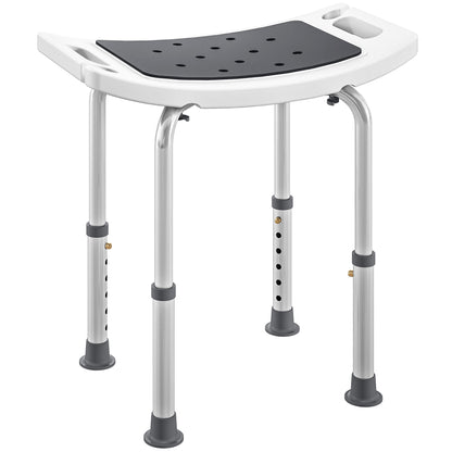 Sgabello da Doccia in Lega di Alluminio e Plastica Antiscivolo, Altezza Regolabile 6 Livelli 39-52cm, Grigio