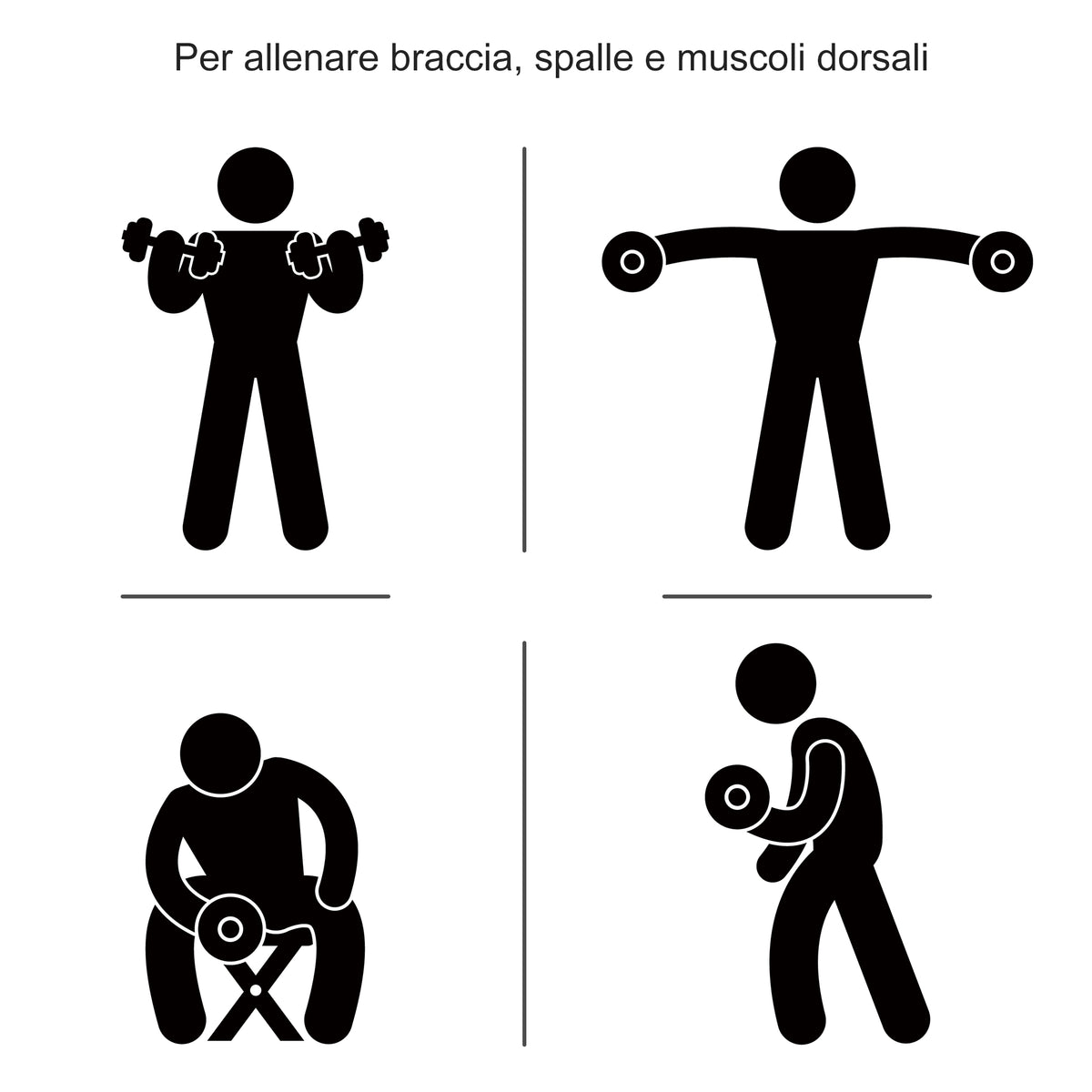 Set Manubri Palestra 30kg (8x2.5 kg, 4x1.5 kg), Pesi Palestra con 12 Dischi e 2 Manubri da 2 kg per Allenamento a Casa, Nero