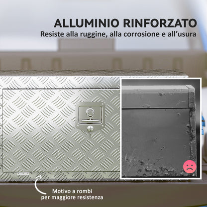 Cassetta degli Attrezzi da 96L in Alluminio con Serratura, 2 Chiavi e Maniglia Laterale, 76.2x35.5x40.6 cm, Argento