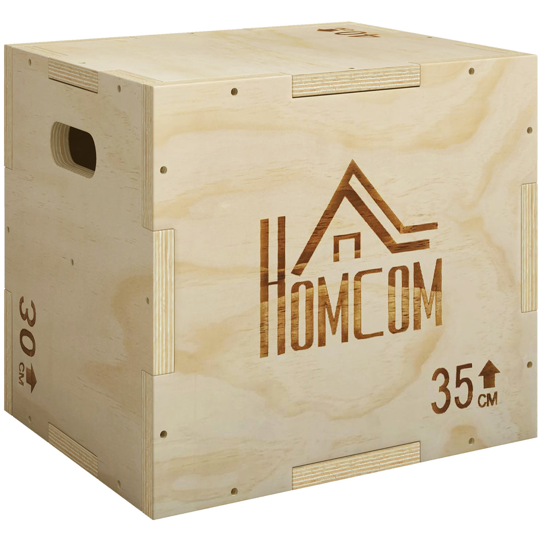 Plyo Box in Legno a 3 Altezze, Jumping Box Pliometrico Capacità 120kg, 40.5x35.5x30.5 cm
