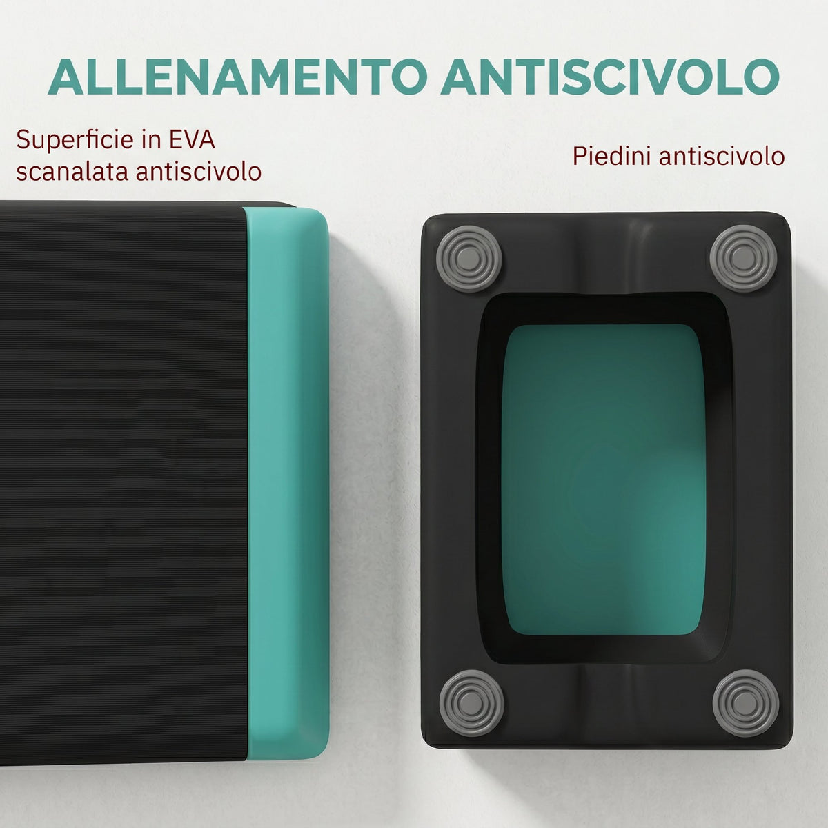Stepper Fitness Regolabile a 10.5/15.5/20.5 cm con Superficie Antiscivolo e Capacità 250 kg, Verde