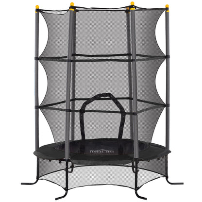 Trampolino Elastico per Bambini 1.6x1.9 m con Rete di Sicurezza e Pali Imbottiti, Età 3-10 Anni, Nero