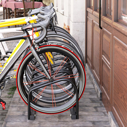 Rastrelliera Portabiciclette Parcheggio per 6 Biciclette in Acciaio, 179x33x27 cm, Nero
