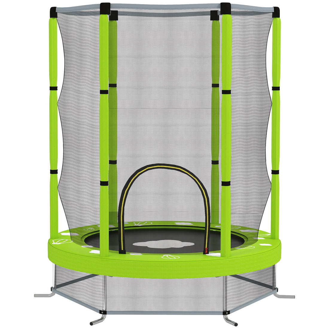 Trampolino Elastico per Bambini 140 cm con Rete di Sicurezza e Disegni, Età 3-6 Anni, Verde