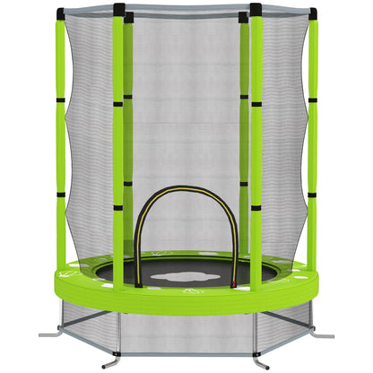Trampolino Elastico per Bambini 140 cm con Rete di Sicurezza e Disegni, Età 3-6 Anni, Verde