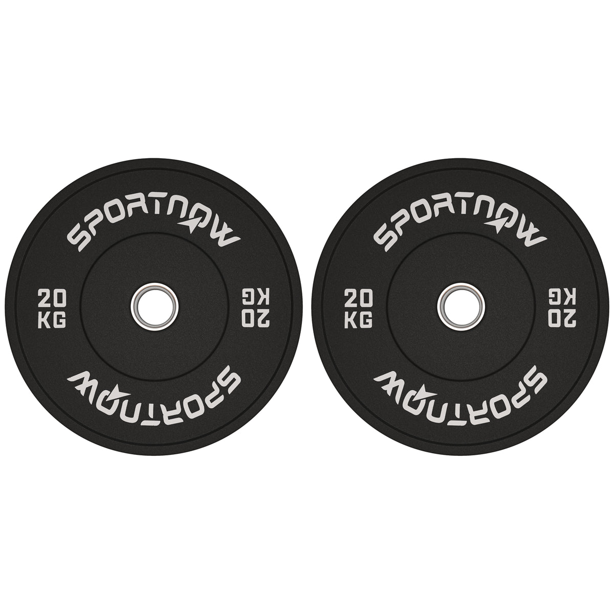 Set 2 Dischi Pesi da 20kg in Gomma con Foro da 2"/5 cm per Manubri e Bilancieri, Nero