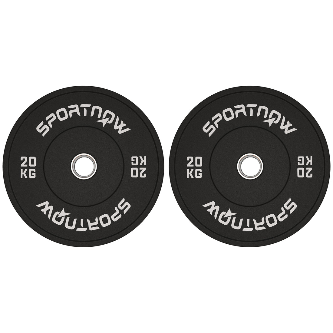 Set 2 Dischi Pesi da 20kg in Gomma con Foro da 2"/5 cm per Manubri e Bilancieri, Nero