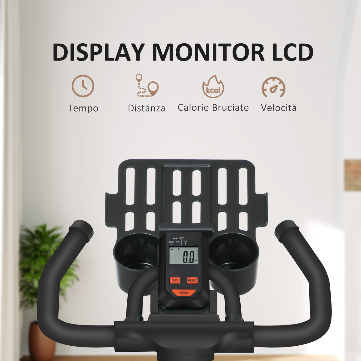 Cyclette da Casa con Volano da 8 kg e Schermo LCD, in Acciaio e ABS, 103x53x100-114 cm, Rosso e Nero