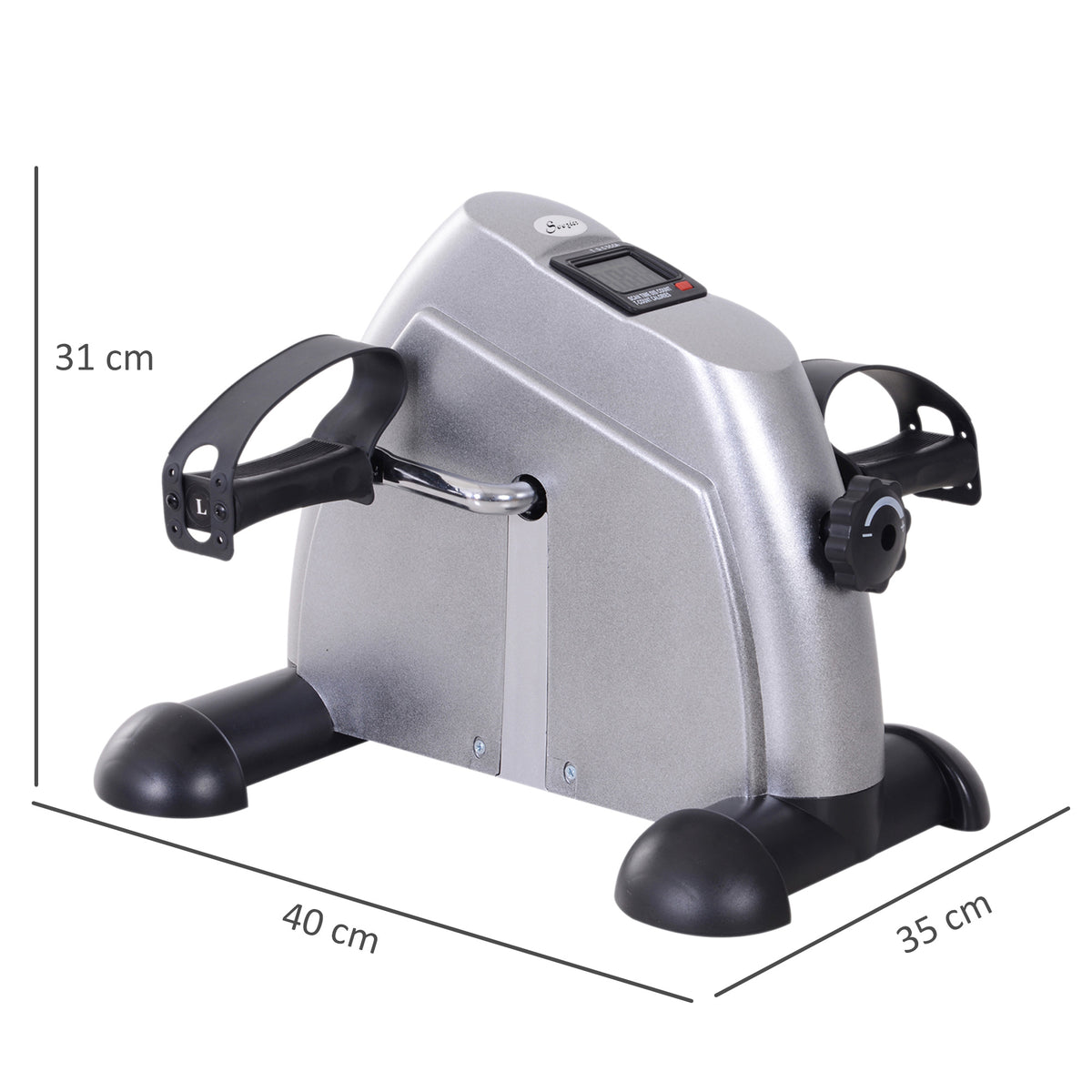 Mini Cyclette Portatile per Gambe e Braccia, Pedaliera per Riabilitazione con Display LCD, Argento