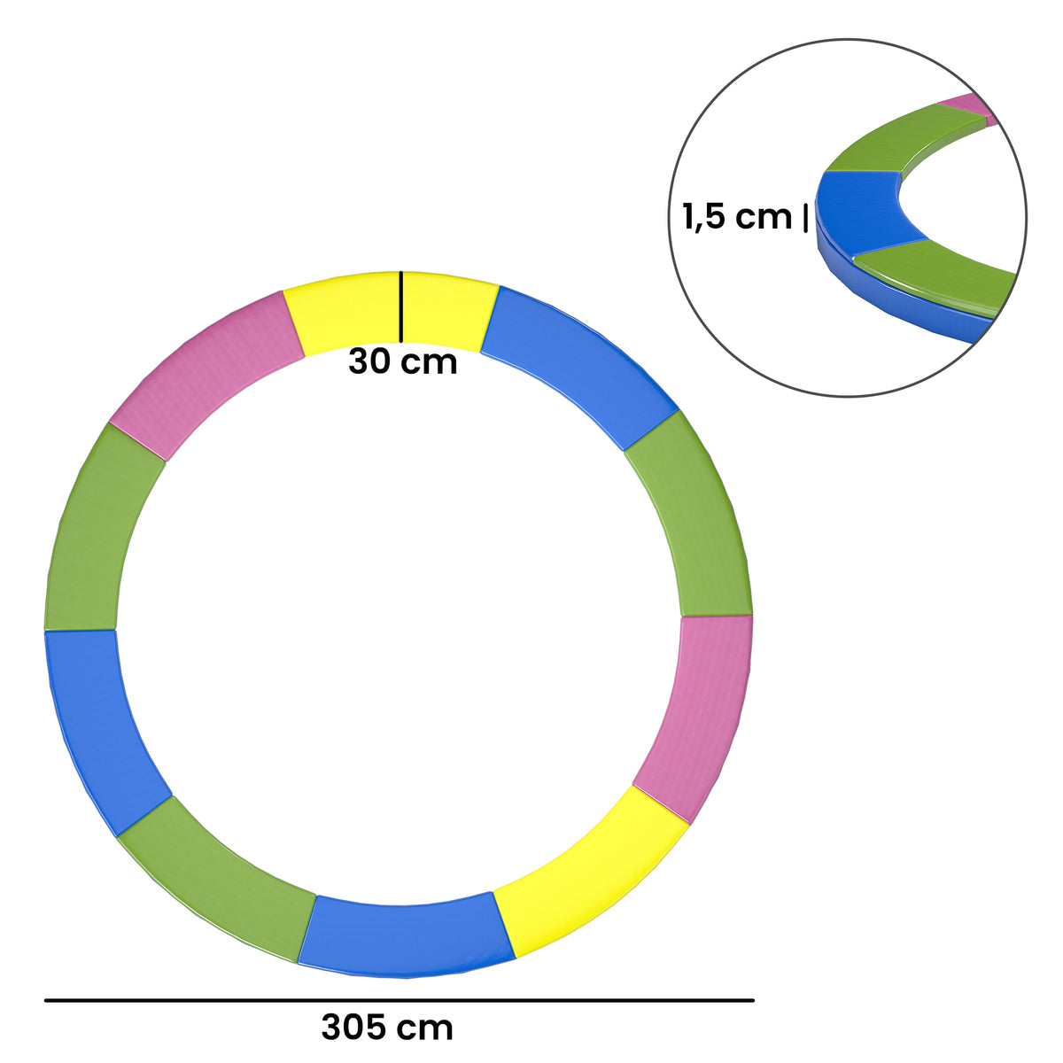 Copertura Tappeto Elastico 305x30 cm Pieghevole e Portatile, in Plastica, PE e Schiuma, Multicolore