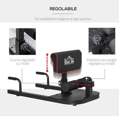 Macchina Squat 3 in 1, Macchina per Deep Sissy Squat Sit Up Push Up Regolabile Acciaio, Multifunzione, per Fitness, Allenamento, Leg Press, Addominali e Flessioni, Nero