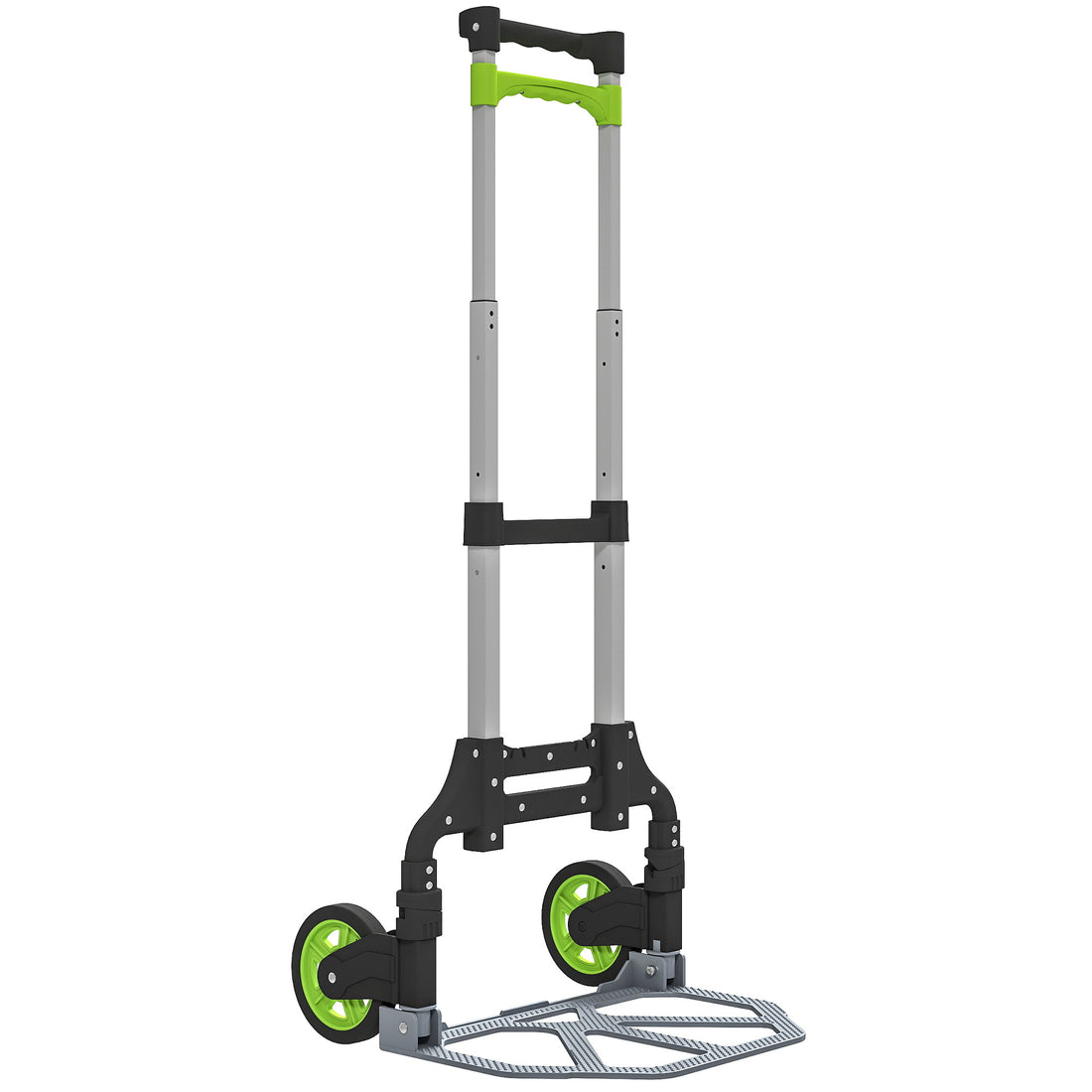Carrello Portapacchi Pieghevole Capacità 70 kg con Maniglia Telescopica in Alluminio, Argento