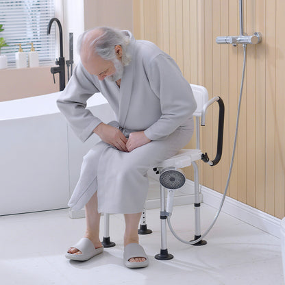 Sedia per doccia per Anziani, Disabili e Donne Incinte Imbottita con forma a U, 54x52x70-82cm, Bianco