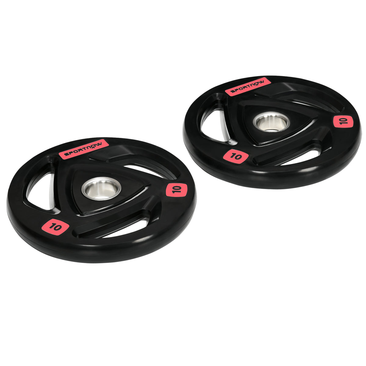 Set di 2 Dischi Pesi da 10kg in Acciaio con Rivestimento in Gomma per Bilanciere