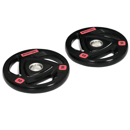 Set di 2 Dischi Pesi da 10kg in Acciaio con Rivestimento in Gomma per Bilanciere